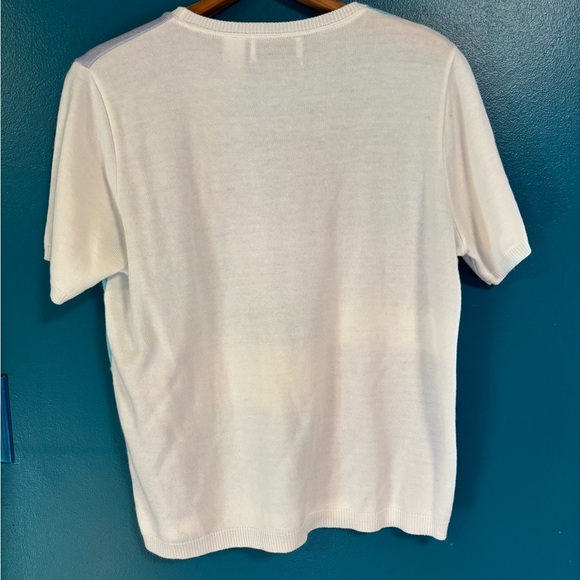 Easter Pastel Color Block Patchwork Knit Shortsleeved Top - Picture 3 of 7